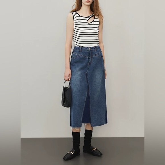 NWOT Denim Midi Skirt - Picture 1 of 7